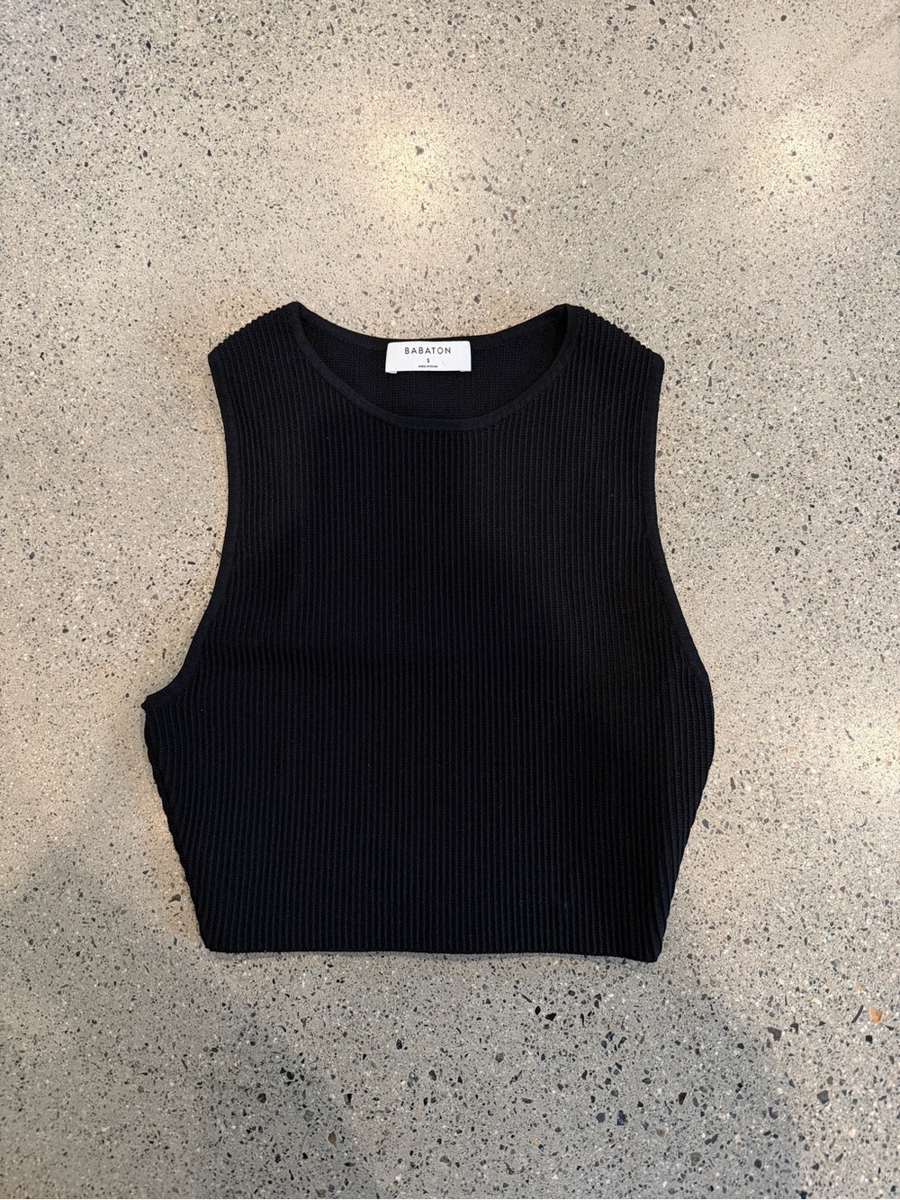 Babaton | Black Ribbed Crop Tank Top
